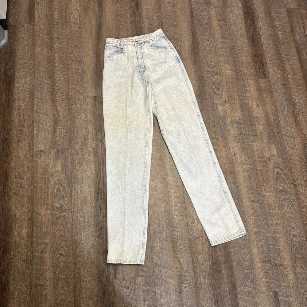 Vtg Rocky Mountain Bare Back Jeans Women Sz 29/9 Acid Wash‎ Cotton High Rise Mom